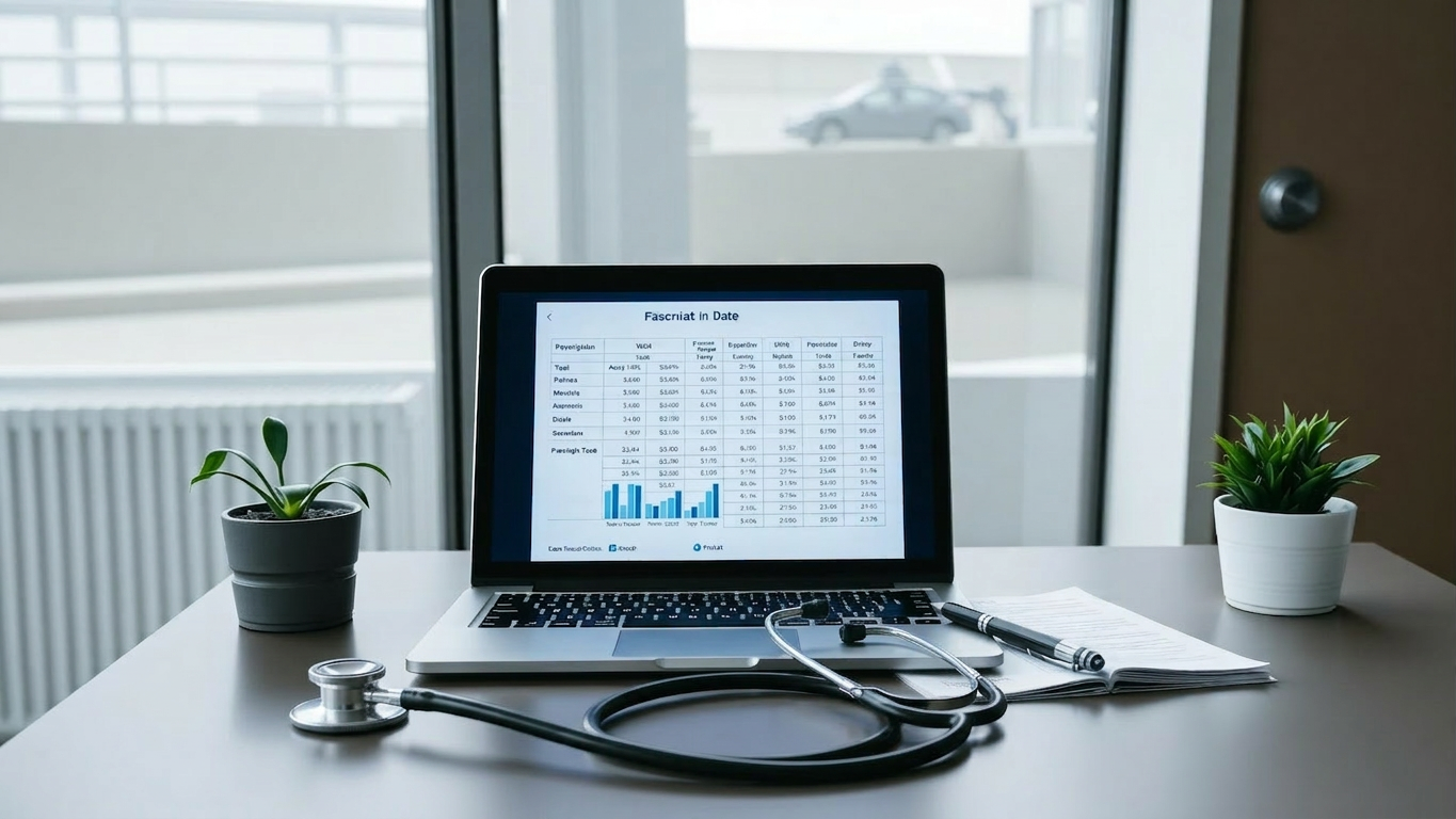 Physician reviewing financial reports